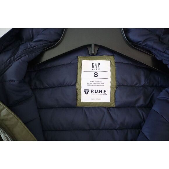 Gap Kids Sz S (6-7) Olive Green Recycled Lightweight PrimaLoft Puffer Jacket - Picture 4 of 10